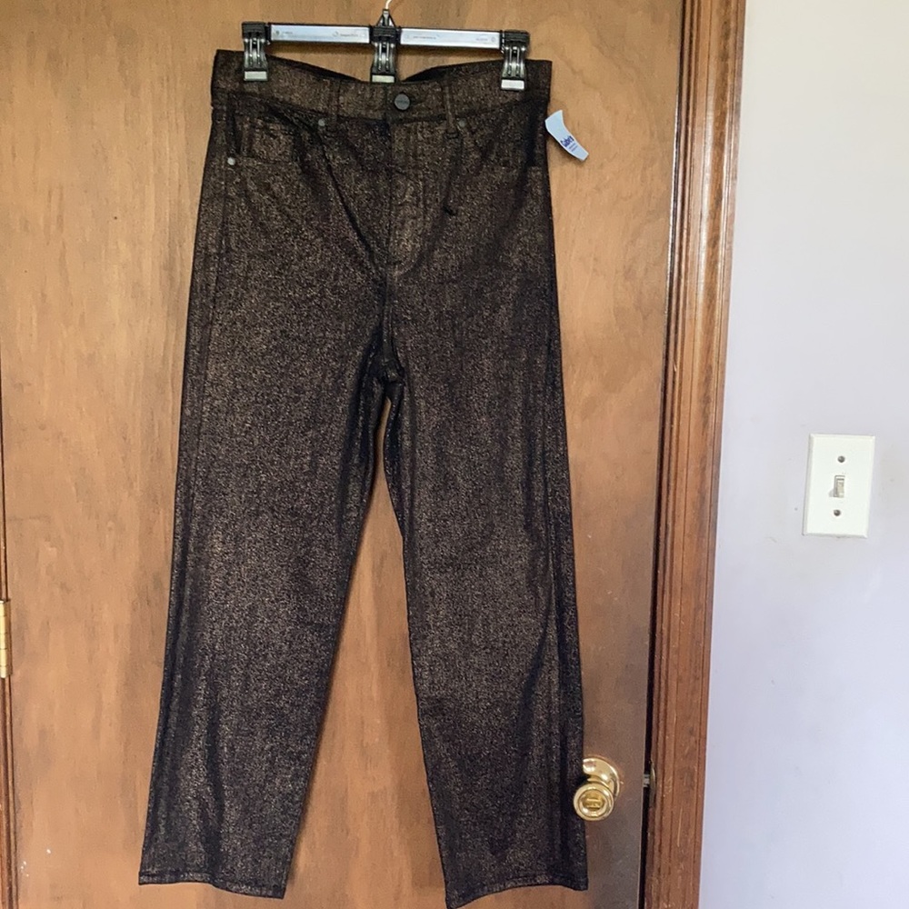 Express jean super high rise straight metallic accent jean size 2